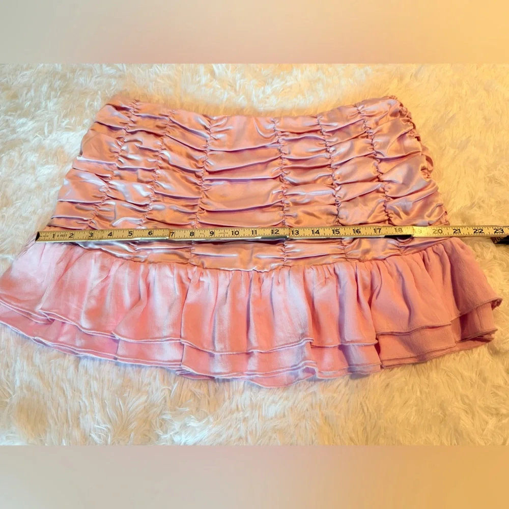 NWT MAEVE SATIN CHIFFON RUCHED MINI SKIRT - L - NWT - Picture 7 of 10